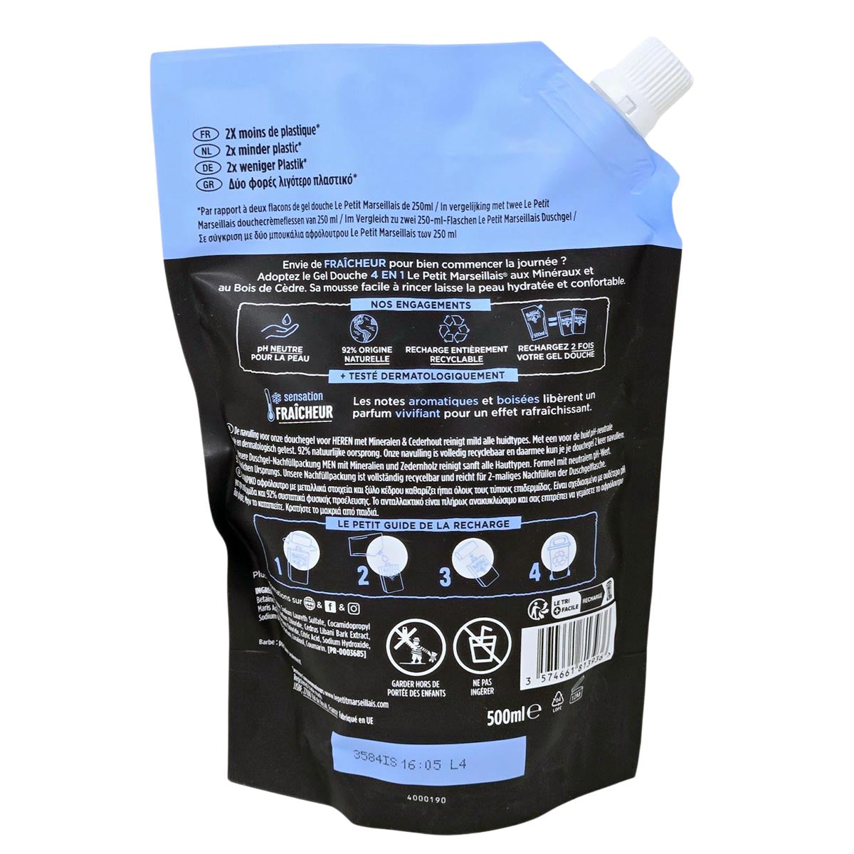 Le Petit Marseillais Duschgel Zedernholz & Mineralien 500 ml Nachfüllbeutel