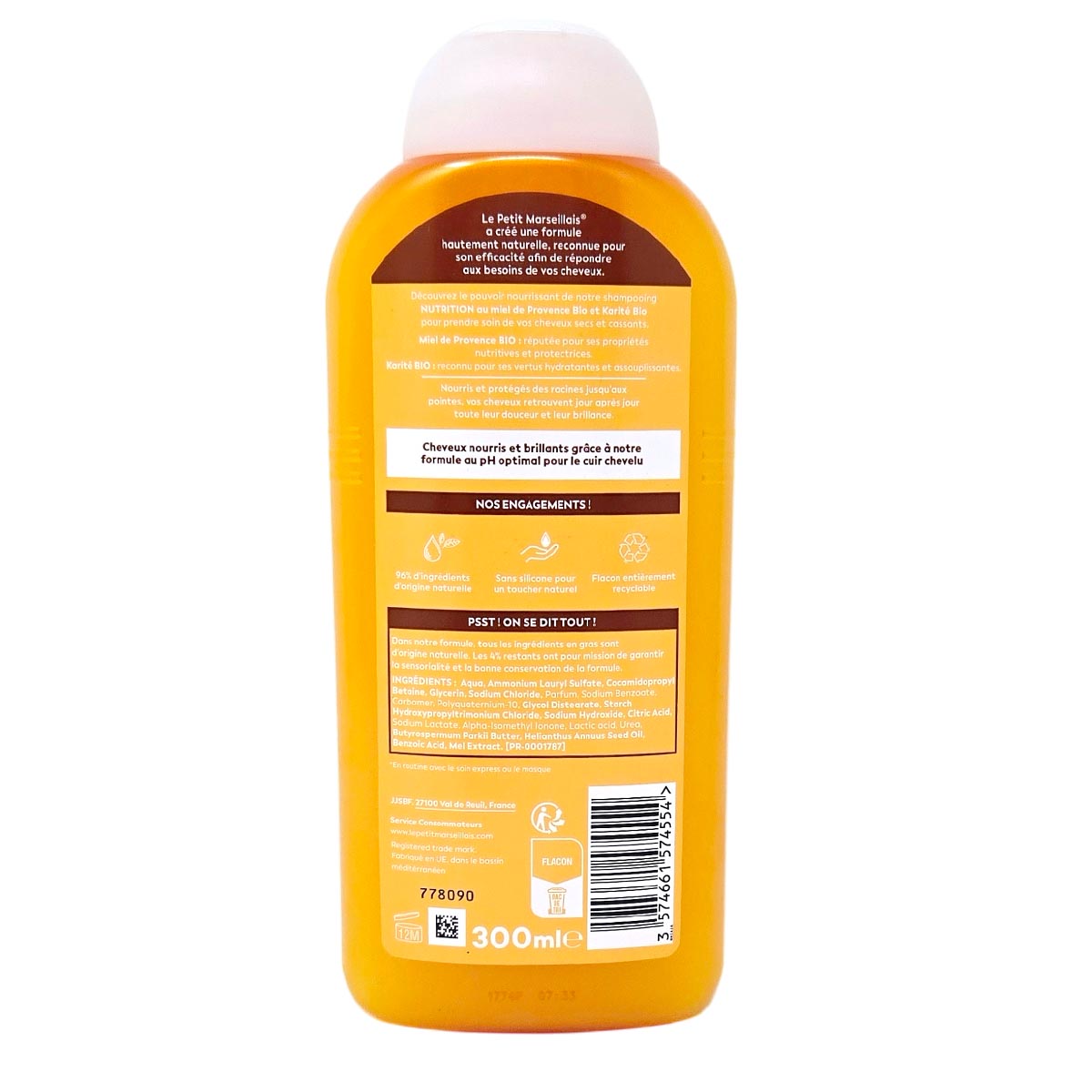 Le Petit Marseillais Shampoo Shea & Honig – Feuchtigkeitspflege für trockenes Haar 300 ml