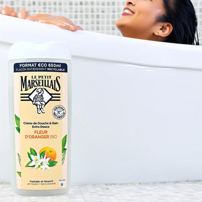 Le Petit Marseillais Duschgel Orangenblüten, 650 ml – Sanfte Pflege Fleur d'Oranger