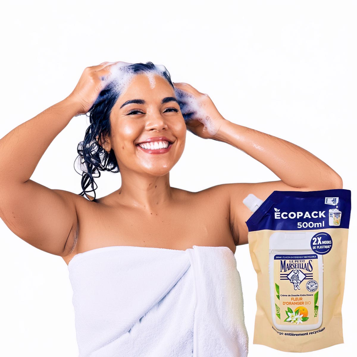 Le Petit Marseillais Duschgel mit Orangenblüten - 500 ml Nachfüllpack für erfrischende Pflege