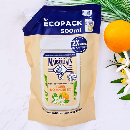 Le Petit Marseillais Duschgel mit Orangenblüten - 500 ml Nachfüllpack für erfrischende Pflege