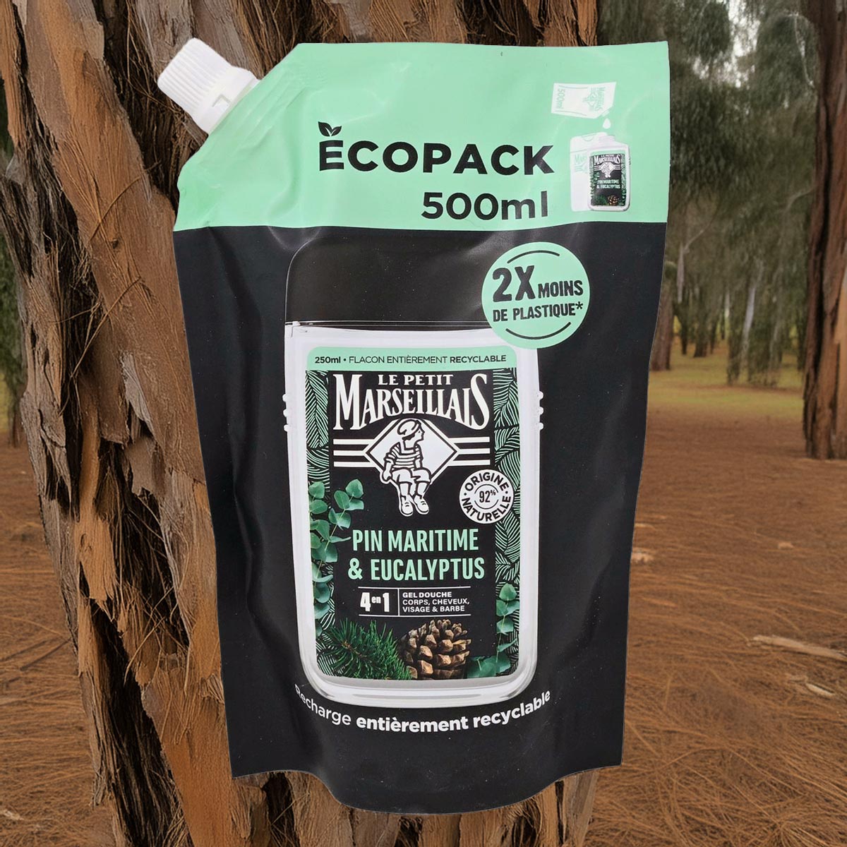 Le Petit Marseillais Herrenduschgel Seekiefer & Eukalyptus 500 ml Nachfüllbeutel