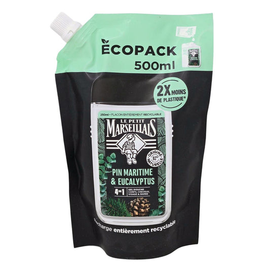 Le Petit Marseillais Herrenduschgel Seekiefer & Eukalyptus 500 ml Nachfüllbeutel