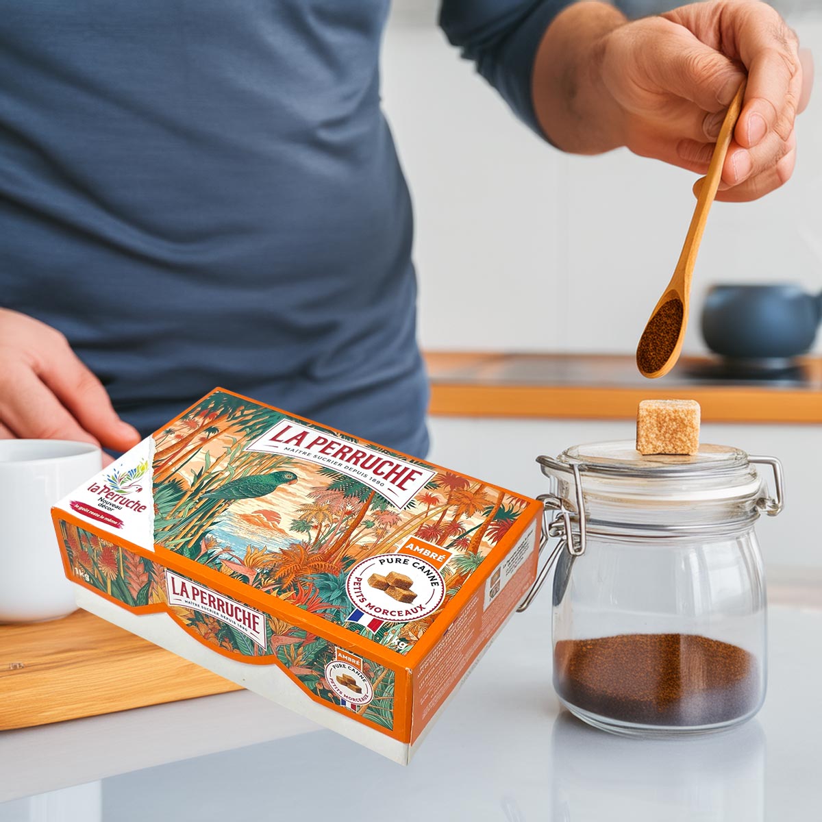 La Perruche Brauner Rohrzuckerwürfel - Natürlich süßen, perfekt für Kaffee und Desserts, 1kg Gramm