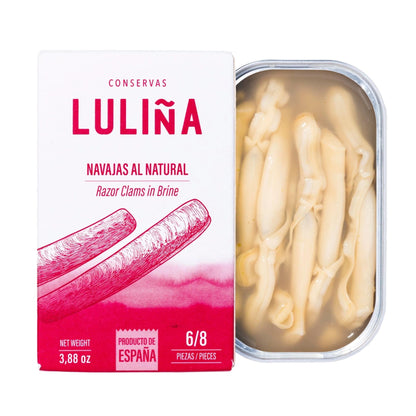 LULIÑA Navajas al Natural – Konserve mit 6–8 Razor Clams in Salzlake, Produkt aus Spanien“