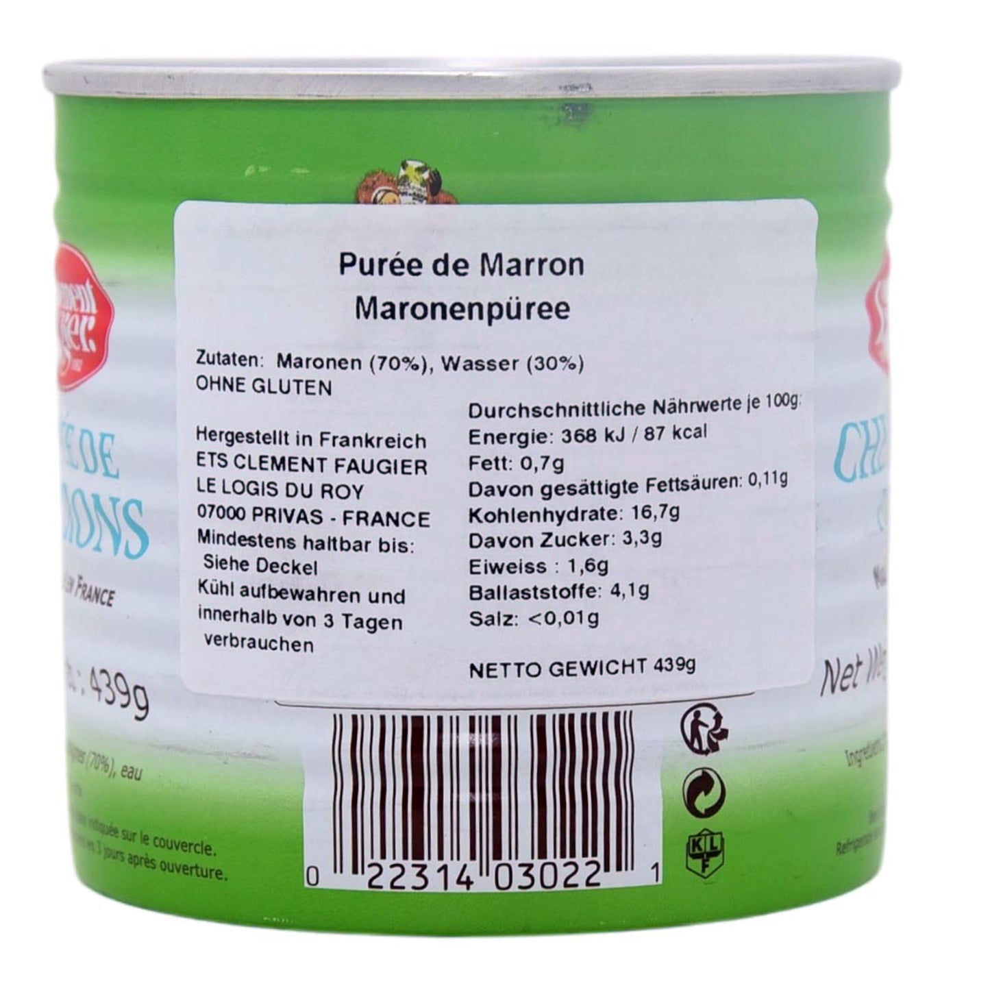 Clement Faugier Das originale Maronenpüree aus Frankreich 439 Gramm