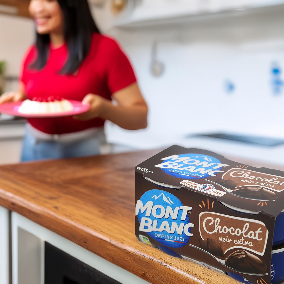 Mont Blanc La Crème Dessert au Chocolat Noir: Cremiger Schokoladengenuss in jeder Portion 4 x 125g