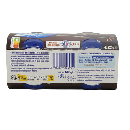 Mont Blanc La Crème Dessert au Chocolat Noir: Cremiger Schokoladengenuss in jeder Portion 4 x 125g