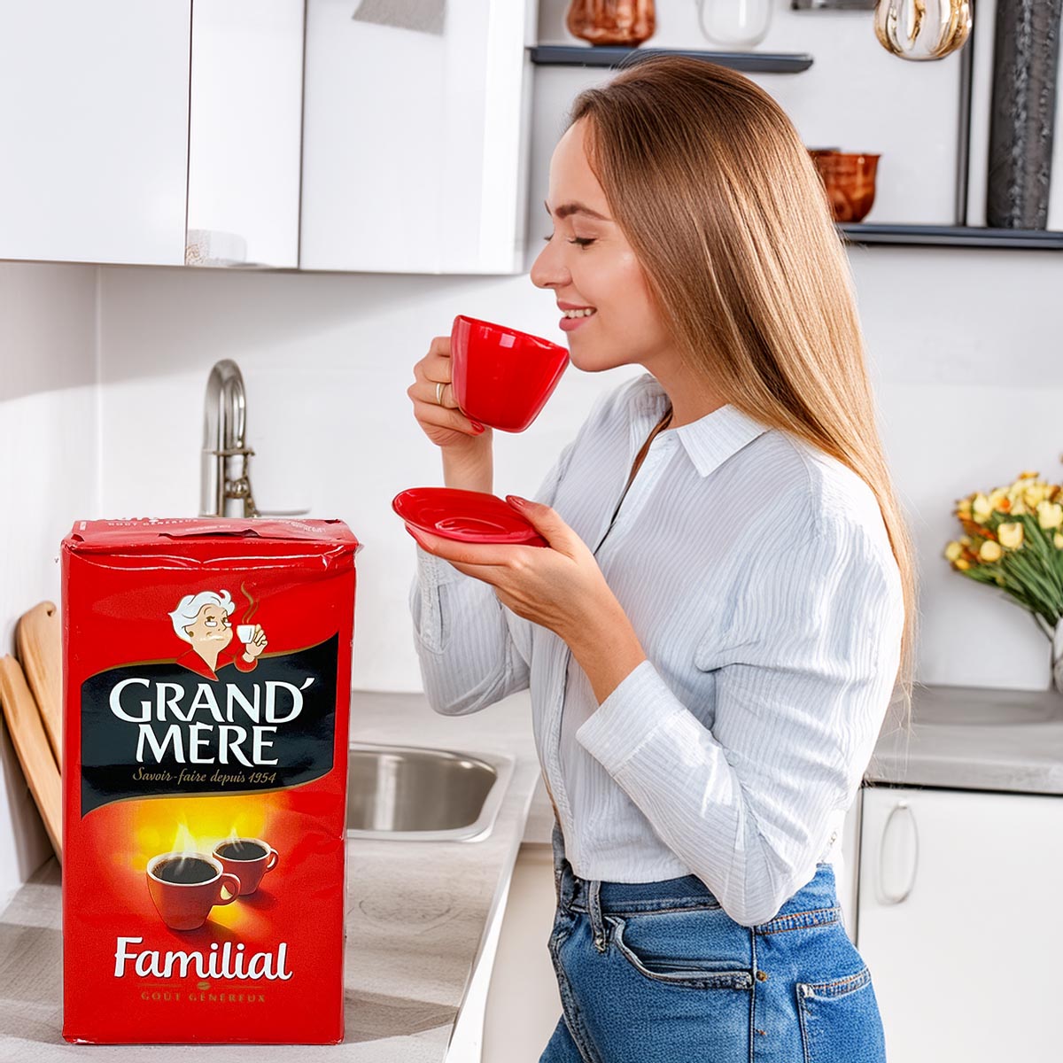 Kaffee Grand' Mére Familial, gemahlener Kaffee aus Frankreich, 4 x 250g