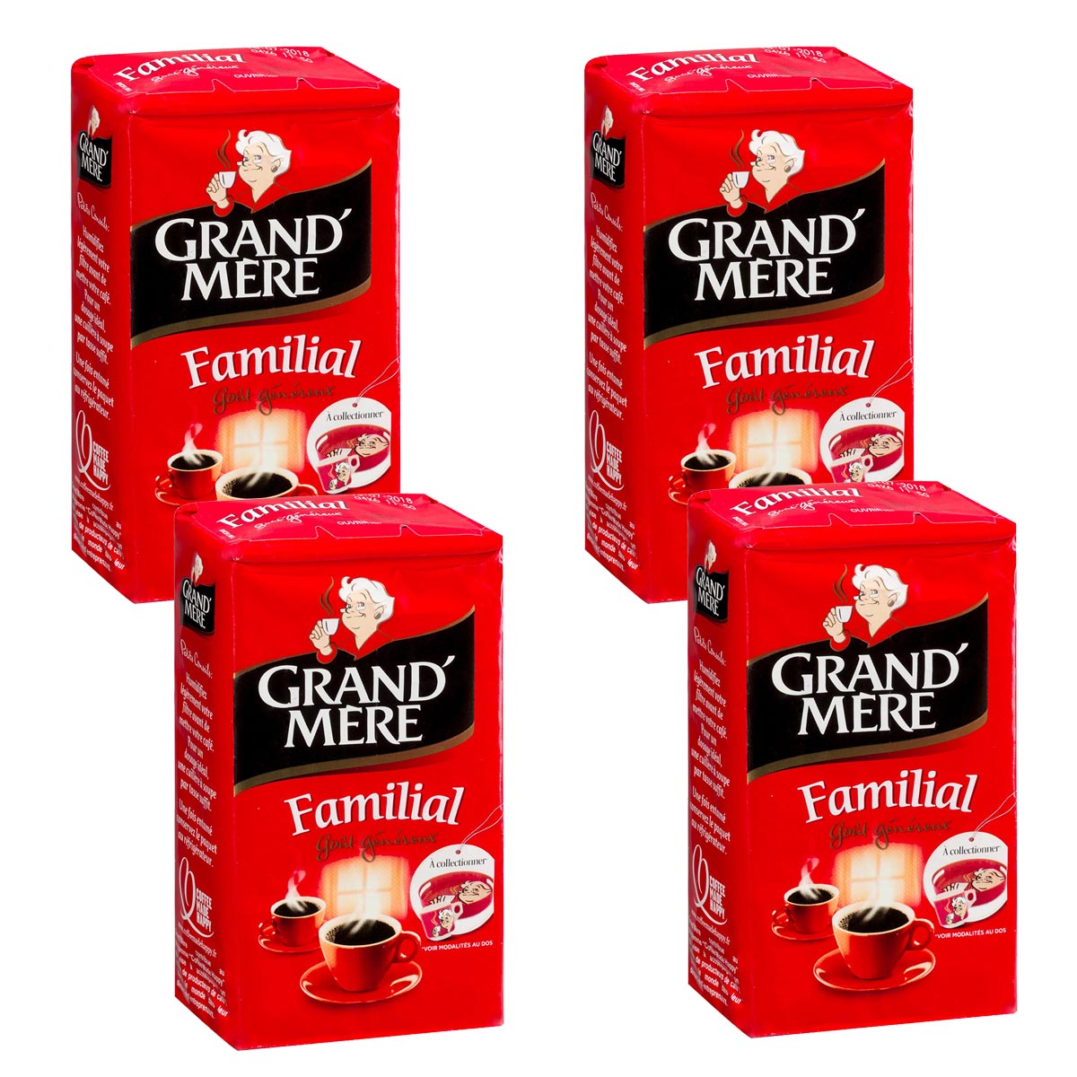 Kaffee Grand' Mére Familial, gemahlener Kaffee aus Frankreich, 4 x 250g