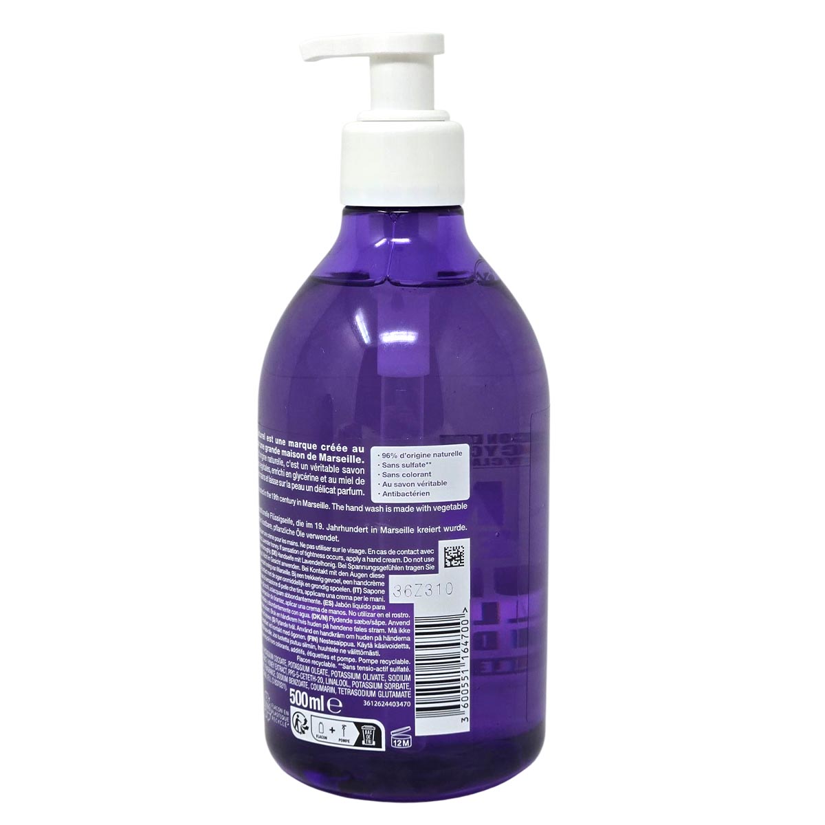 Savon Le Naturel Extra Pur de Marseille Fleur Miel de Lavande 500ml Lavendelhonig