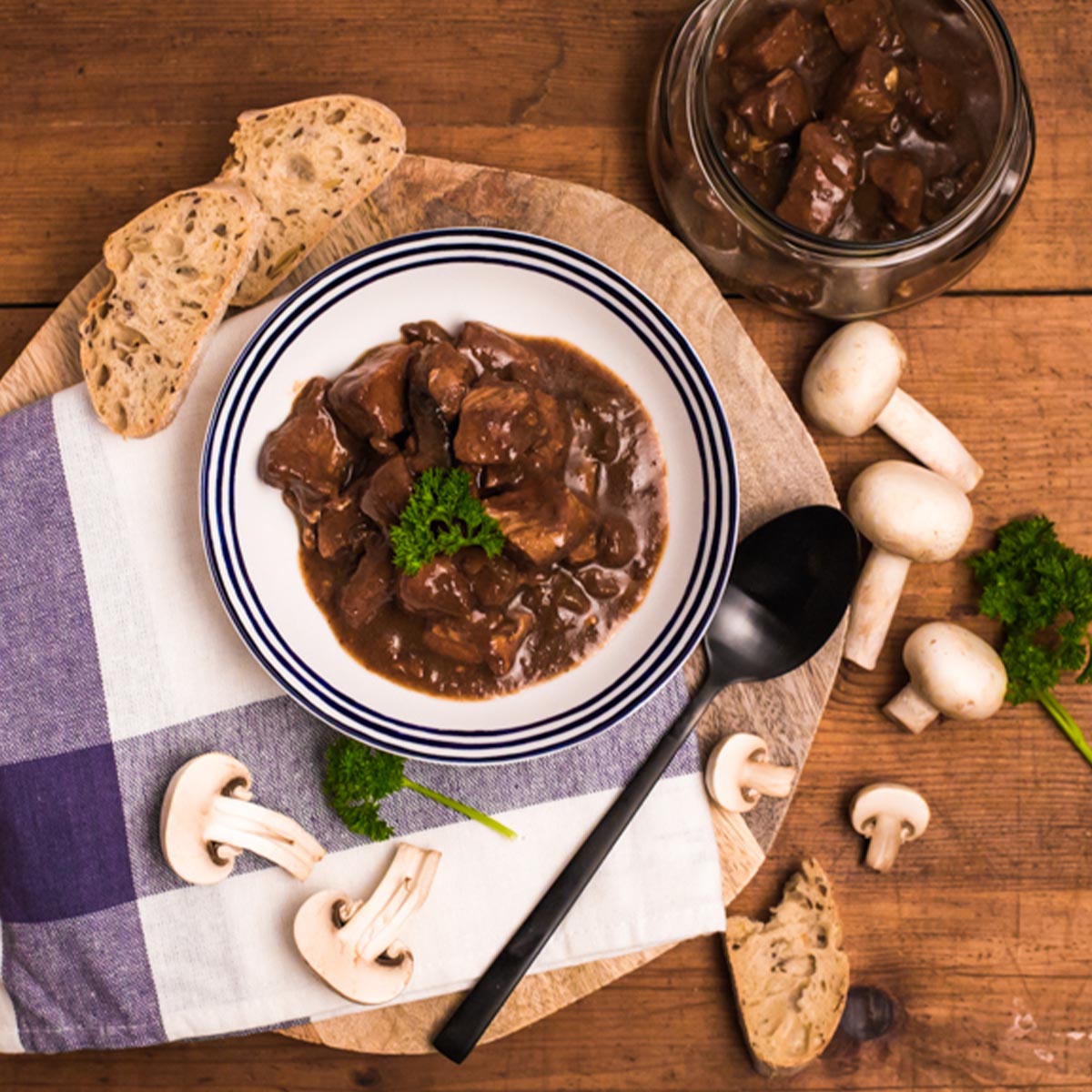Dürrröhrsdorfer Fleisch- u. Wurstwaren  Schweinegulasch mit Champignons im Glas