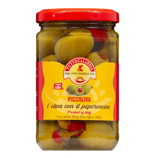 TuttoCalabria Piccoliva – Gefüllte Oliven eine Chilischote in jede Olive scharf!