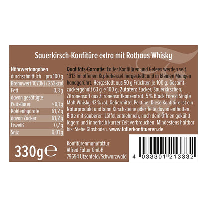 Faller Sauerkirsch-Konfitüre mit Rothaus Whisky – Hausgemachter Genuss aus dem Schwarzwald
