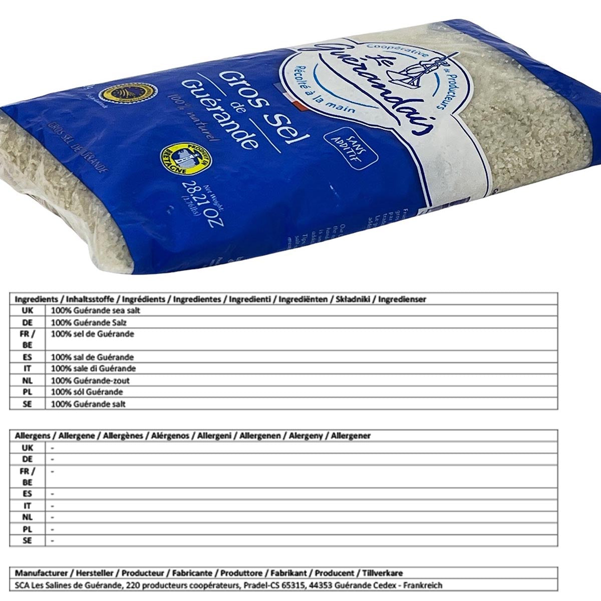 Grobes Meersalz Gros Sel de Guérande 800g - Natürliches Meersalz aus der Bretagne