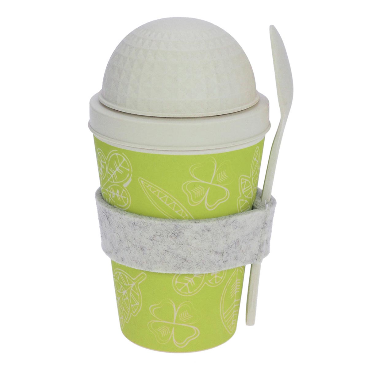 ebos Müsli-to-Go-Becher aus Bambus Glücksblatt, 500 ml