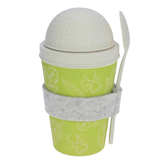 ebos Müsli-to-Go-Becher aus Bambus Glücksblatt, 500 ml