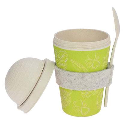 ebos Müsli-to-Go-Becher aus Bambus Glücksblatt, 500 ml