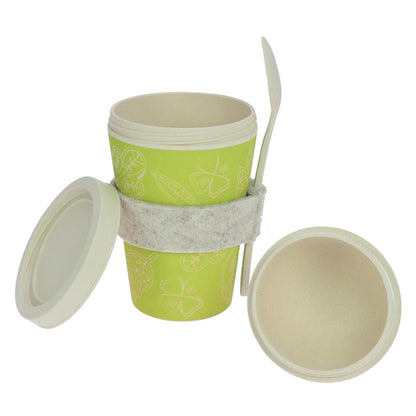 ebos Müsli-to-Go-Becher aus Bambus Glücksblatt, 500 ml