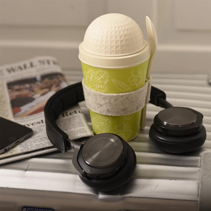 ebos Müsli-to-Go-Becher aus Bambus Glücksblatt, 500 ml