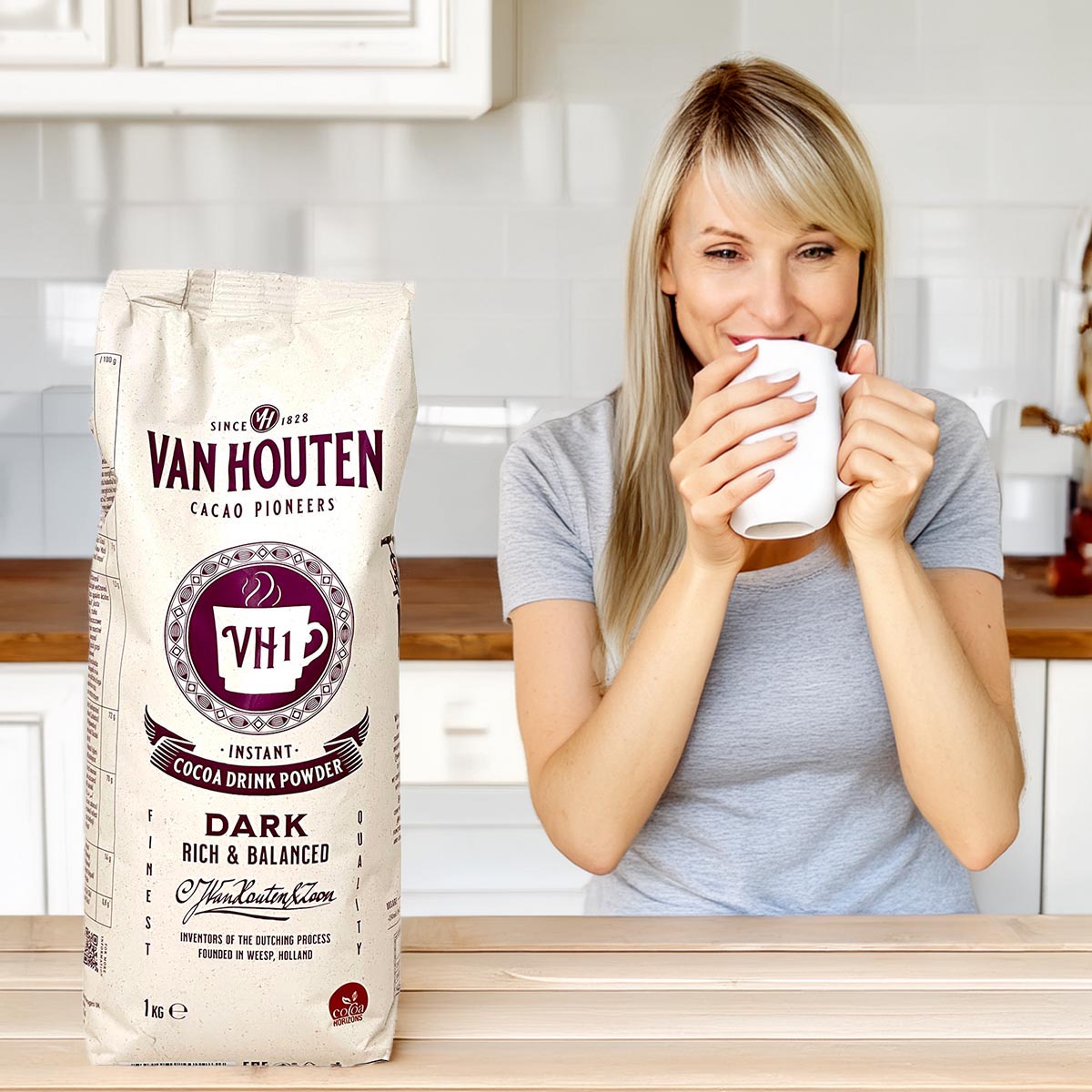 VAN HOUTEN VH1 Kakaopulver 1KG – Reichhaltiger & ausgewogener Instant Kakaodrink Genuss