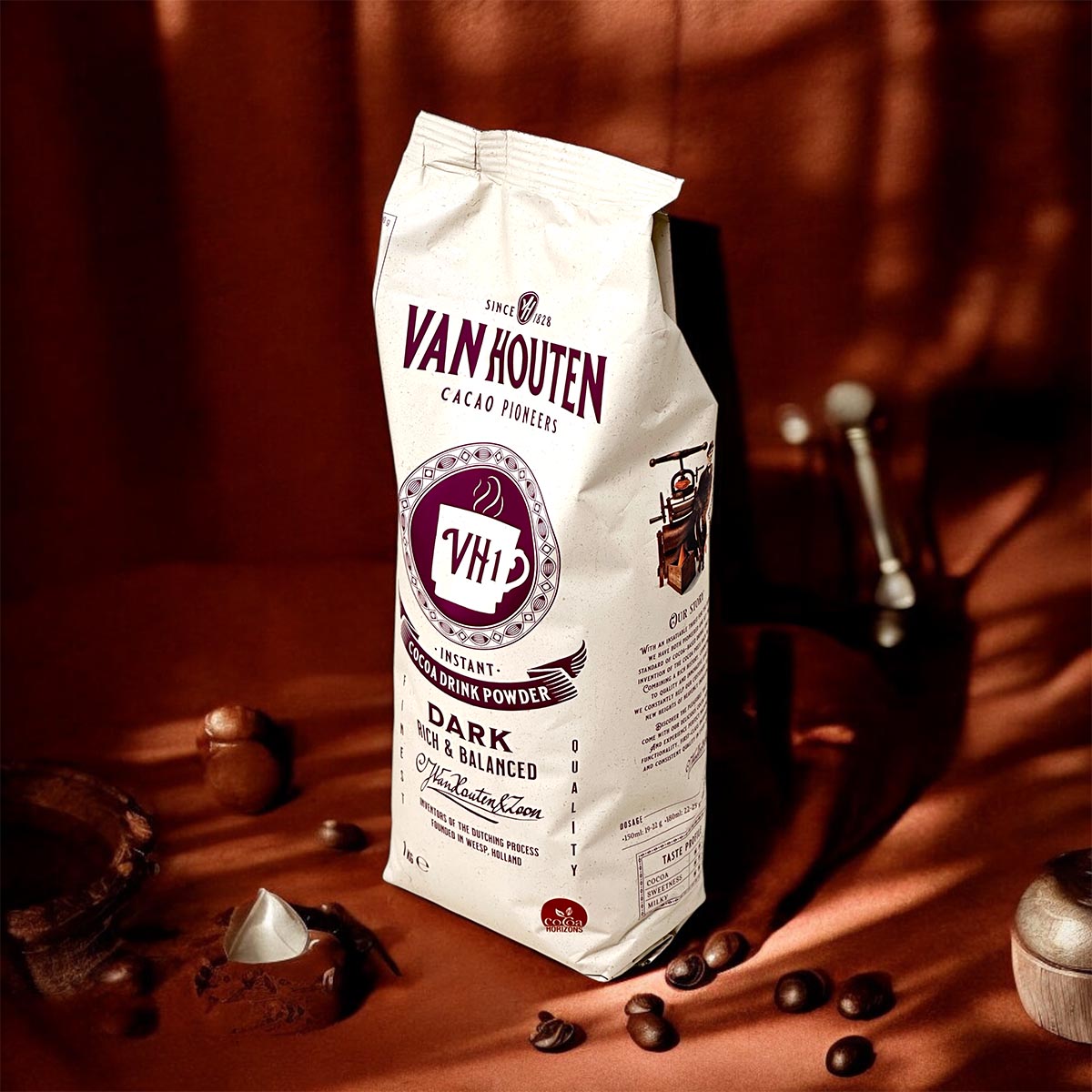 VAN HOUTEN VH1 Kakaopulver 1KG – Reichhaltiger & ausgewogener Instant Kakaodrink Genuss