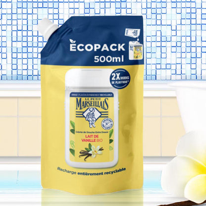 Le Petit Marseillais Vanille-Milch Duschgel 0,5 L Nachfüllbeutel – Pflege aus Frankreich