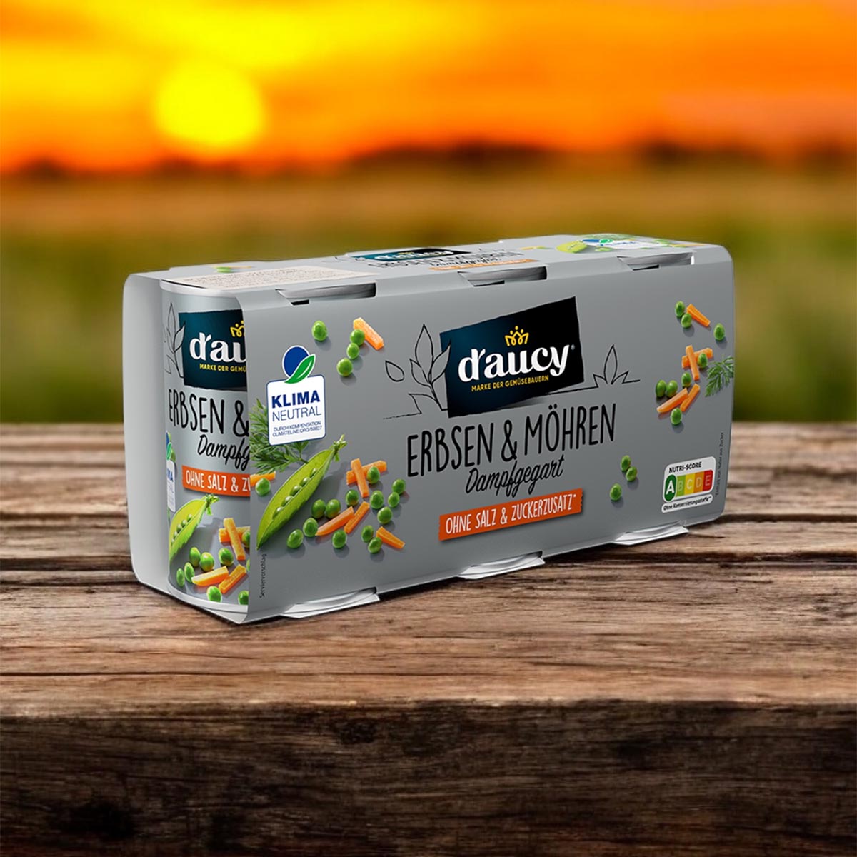 d'aucy Erbsen & Möhrchen, 3x110g Dosen, ohne Salz & Zucker, ohne Konservierungsstoffe