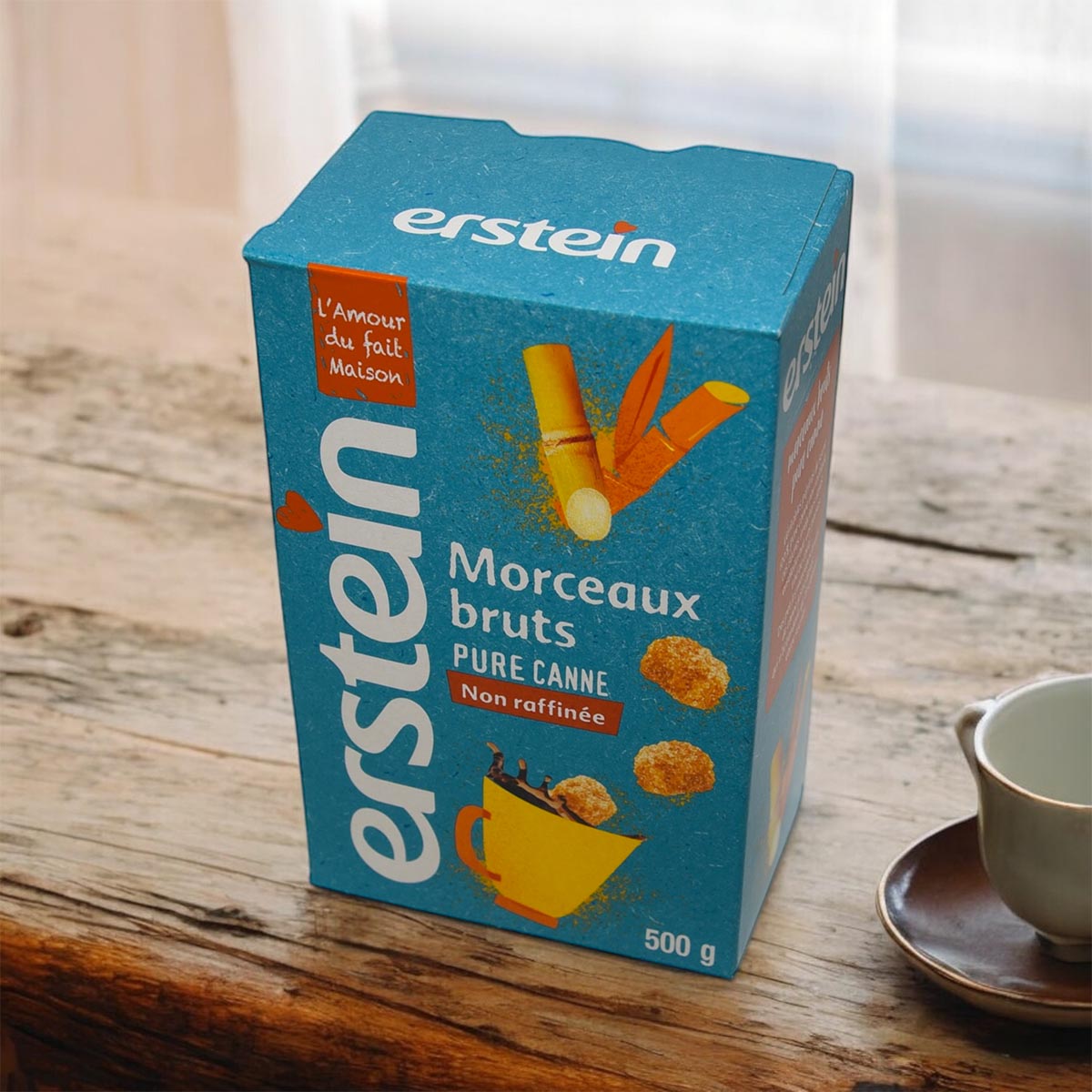 Erstein Morceaux Bruts - Natürlicher Rohrzucker, unraffiniert in Würfeln 500g