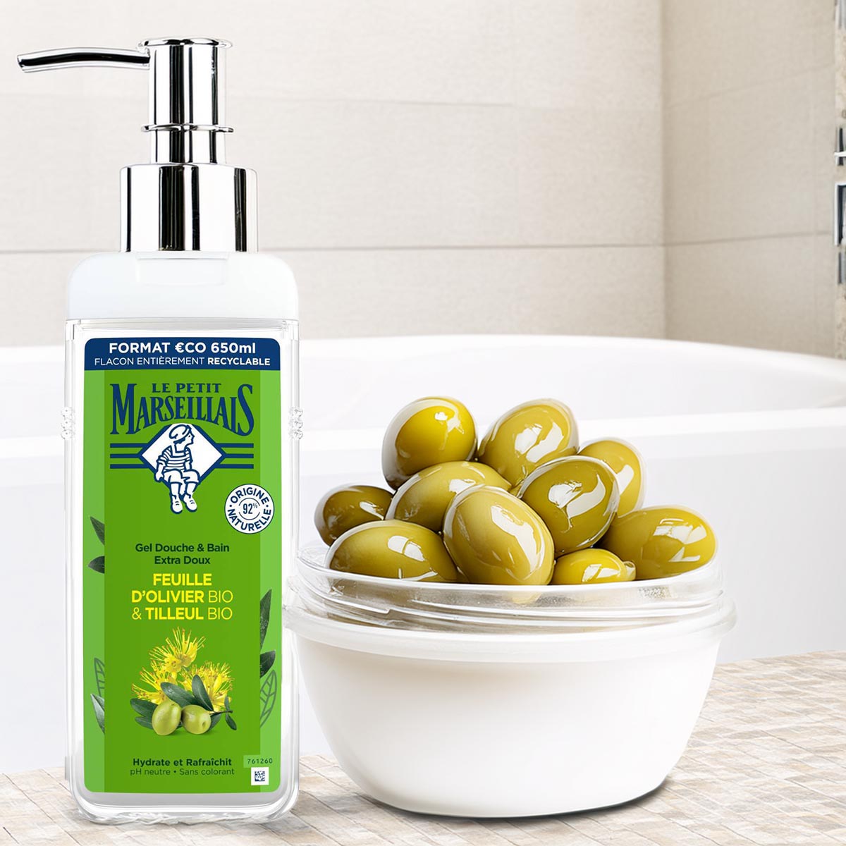 Le Petit Marseillais Duschgel & Badezusatz Olivenöl Lindenblüten 3 x 650ml