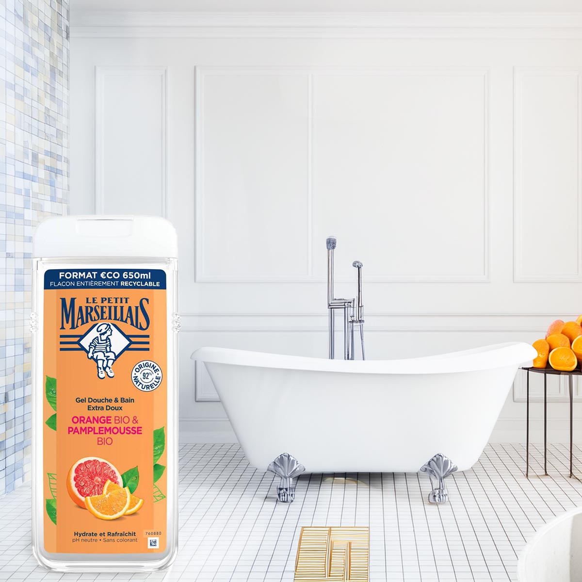 Le Petit Marseillais Duschgel & Badezusatz Orangen Grapefruit 2 x 650ml