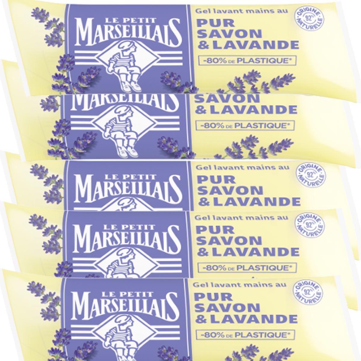 Le Petit Marseillais Flüssigseife Lavendel 5 x 250 ml Nachfüllpack – Sanfte Pflege aus Frankreich