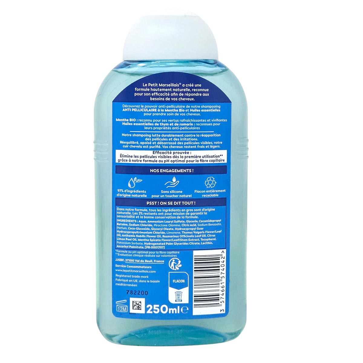 Le Petit Marseillais Anti-Schuppen-Shampoo mit Pflanzenölen 250 ml - Sanfte Reinigung