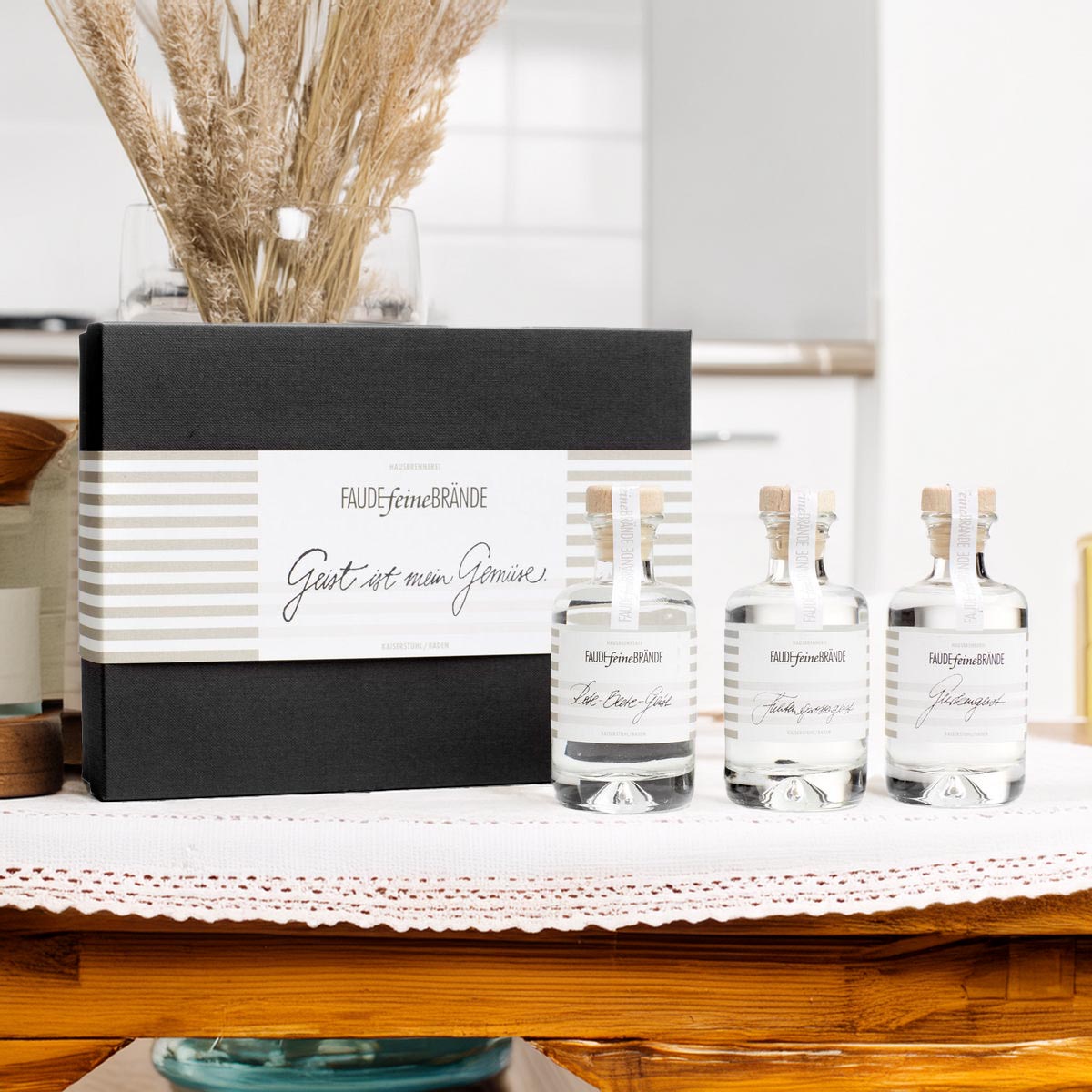 Faude Feine Brände Geschenkbox (Gurkengeist, Rote-Beete-Geist, Fichtensprossengeist)