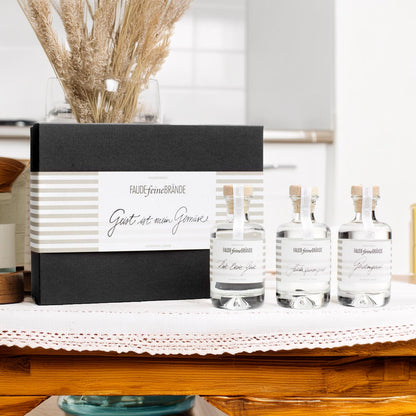 Faude Feine Brände Geschenkbox (Gurkengeist, Rote-Beete-Geist, Fichtensprossengeist)