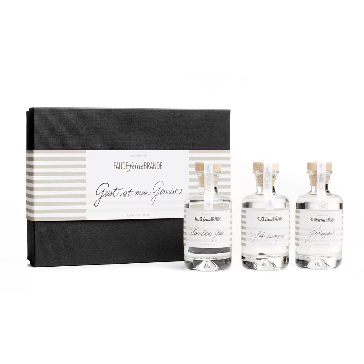 Faude Feine Brände Geschenkbox (Gurkengeist, Rote-Beete-Geist, Fichtensprossengeist)