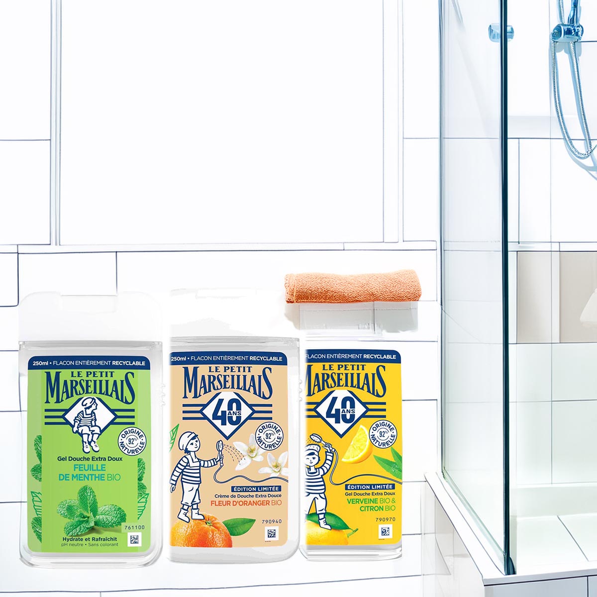 Le Petit Marseillais Duschgel 3er Set: Frische Orangenblüte, Verveine, Menthe