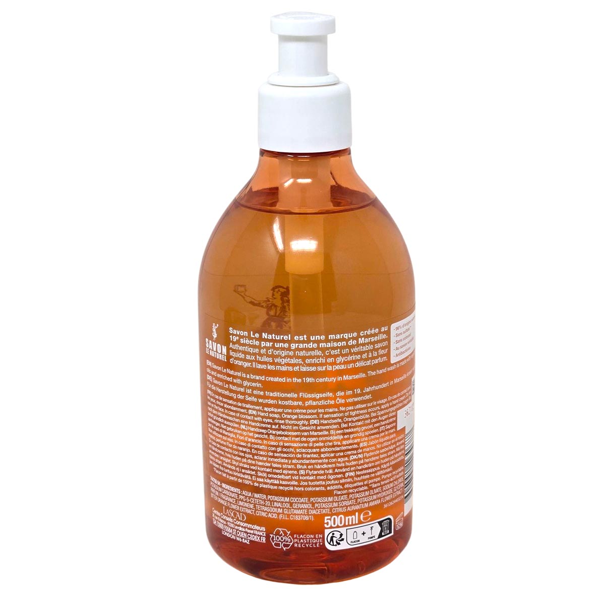 Savon le Naturel Marseille Seife Fleur d'Oranger 500ml – Sanfte Pflege & Duft
