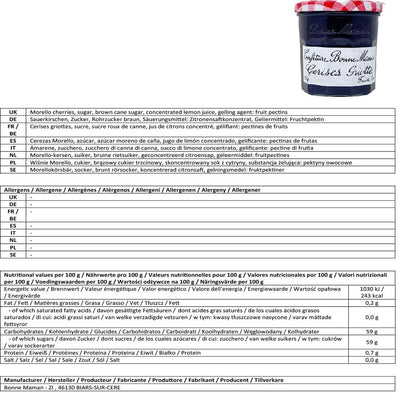 Bonne Maman Sauerkirsch-Konfitüre - Fruchtiger Genuss aus Frankreich 370g