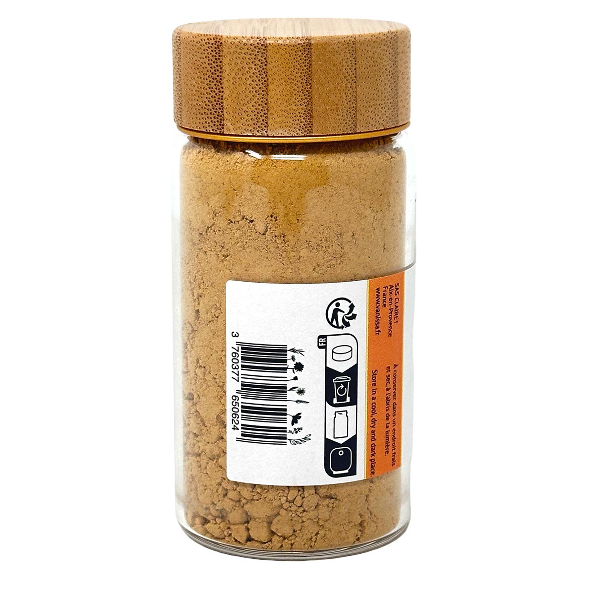 Vanissa Ingwerpulver  im Glas mit Holz Deckel 50 Gramm aus Frankreich