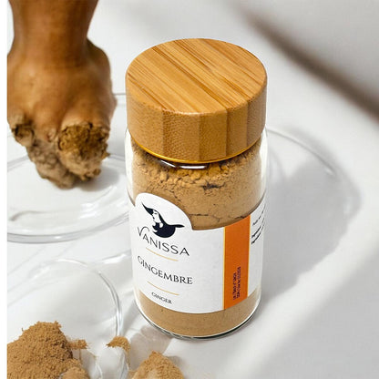 Vanissa Ingwerpulver  im Glas mit Holz Deckel 50 Gramm aus Frankreich
