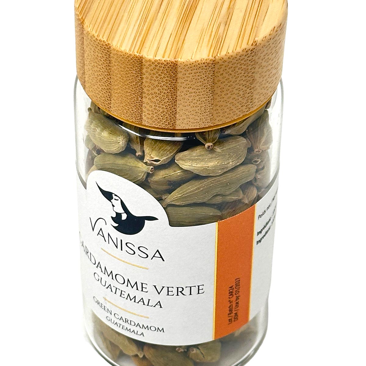 Vanissa Grüner Kardamom aus Guatemala - Edle Glasverpackung mit Bambusdeckel