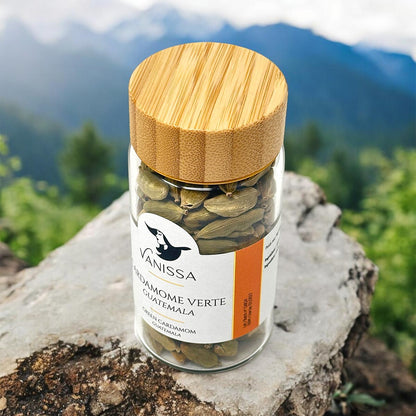 Vanissa Grüner Kardamom aus Guatemala - Edle Glasverpackung mit Bambusdeckel