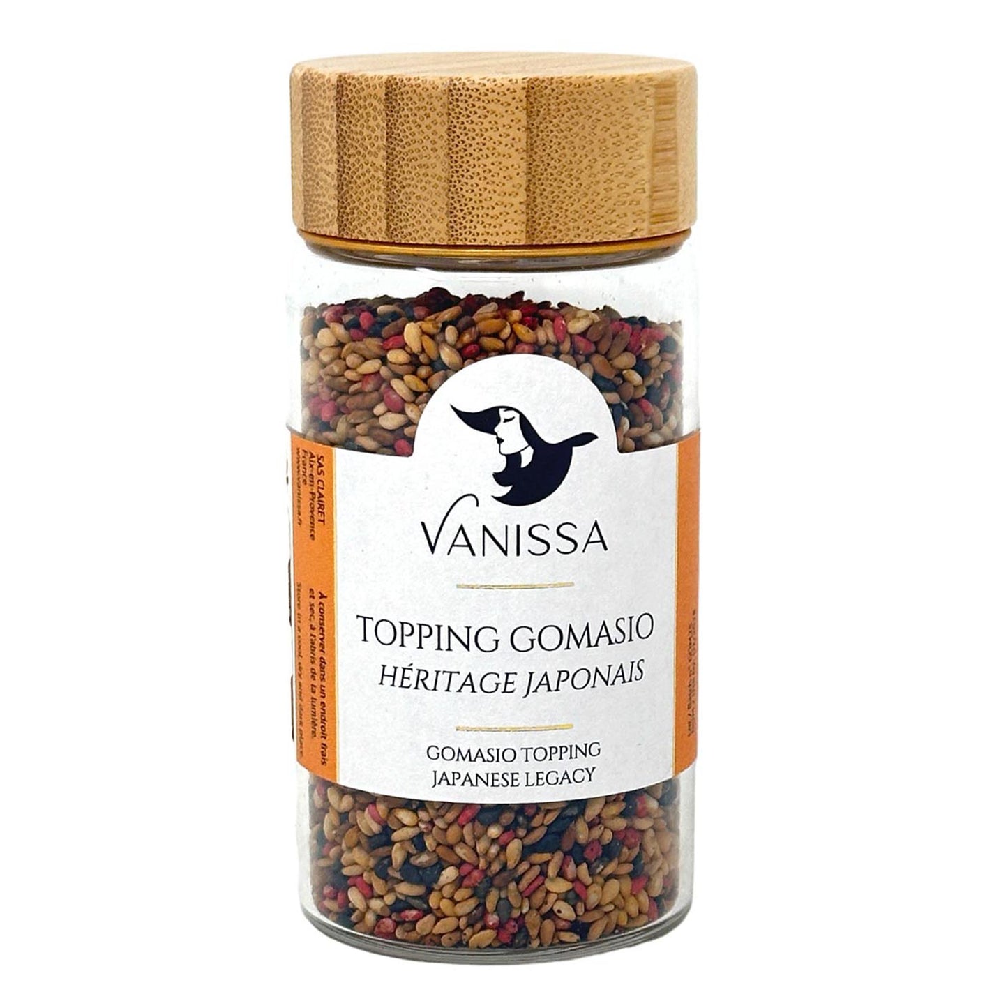 Vanissa Gomasio Topping Heritage Japonais – japanische Sesam-Gewürzmischung mit geröstetem Sesam im Glas