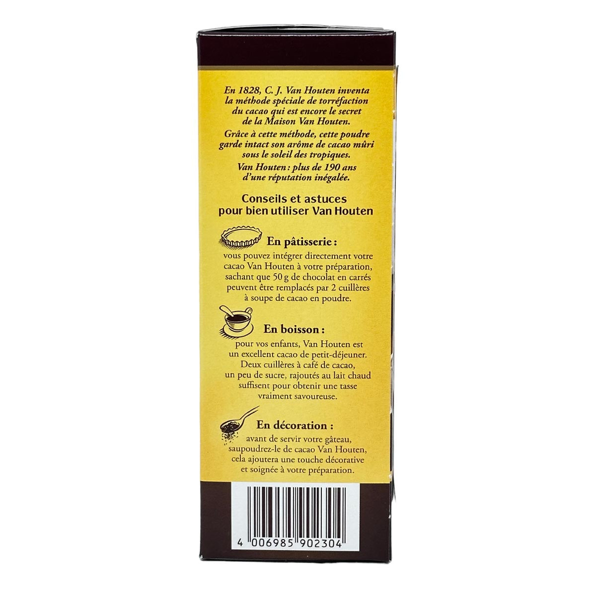 VAN HOUTEN L'ORIGINAL CACAO EN POUDRE non sucré - Kakao ohne Zucker 250 Gramm