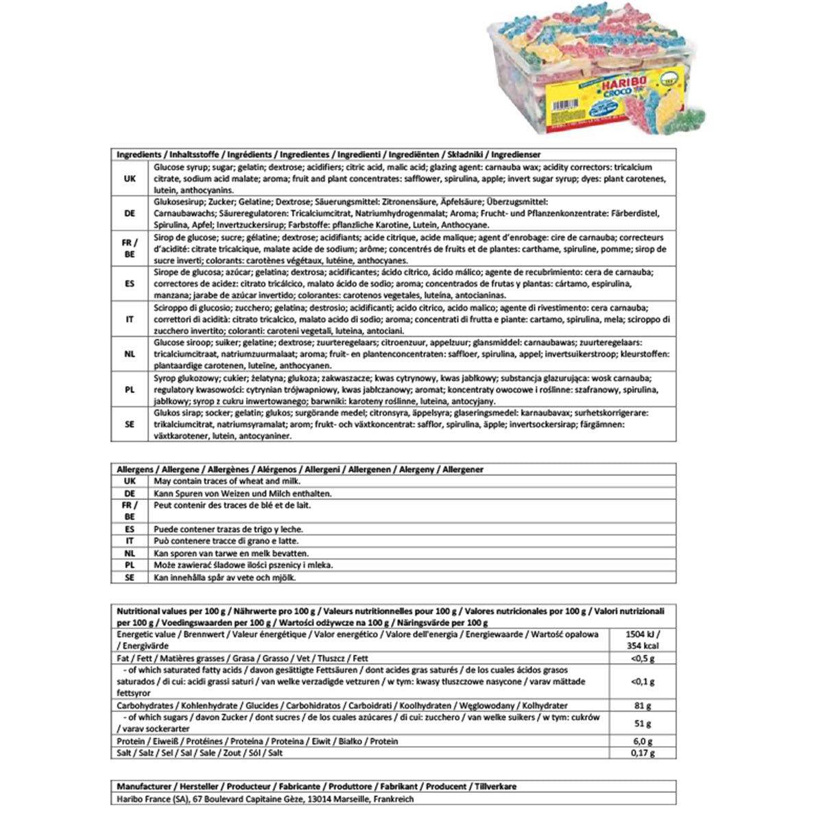 Haribo Croco PIK: Saure Krokodile aus Frankreich - 210 Stück