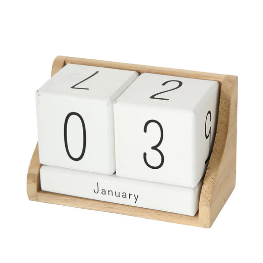 "Manja" Holz Kalender Würfel System 6-teilig Weiß - Stilvoll und praktisch!