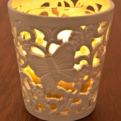 Windlichterset "Summerbreeze", resedafarben, Resin mit Glaseinsätzen 3tlg.