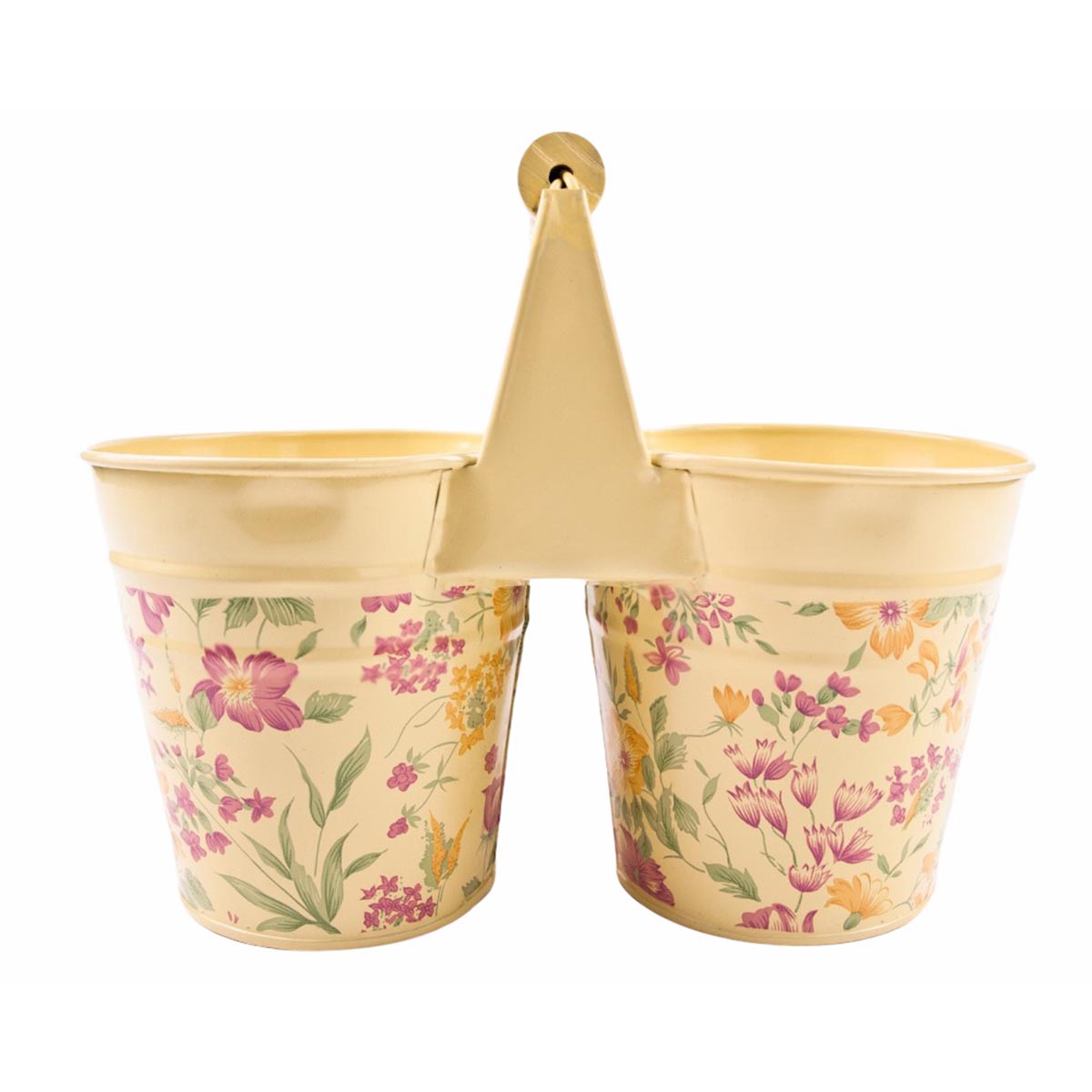 Doppelkörbchen Blumentopf Zinkblech 19x12x24cm Garten Deko