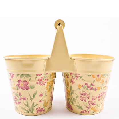 Doppelkörbchen Blumentopf Zinkblech 19x12x24cm Garten Deko